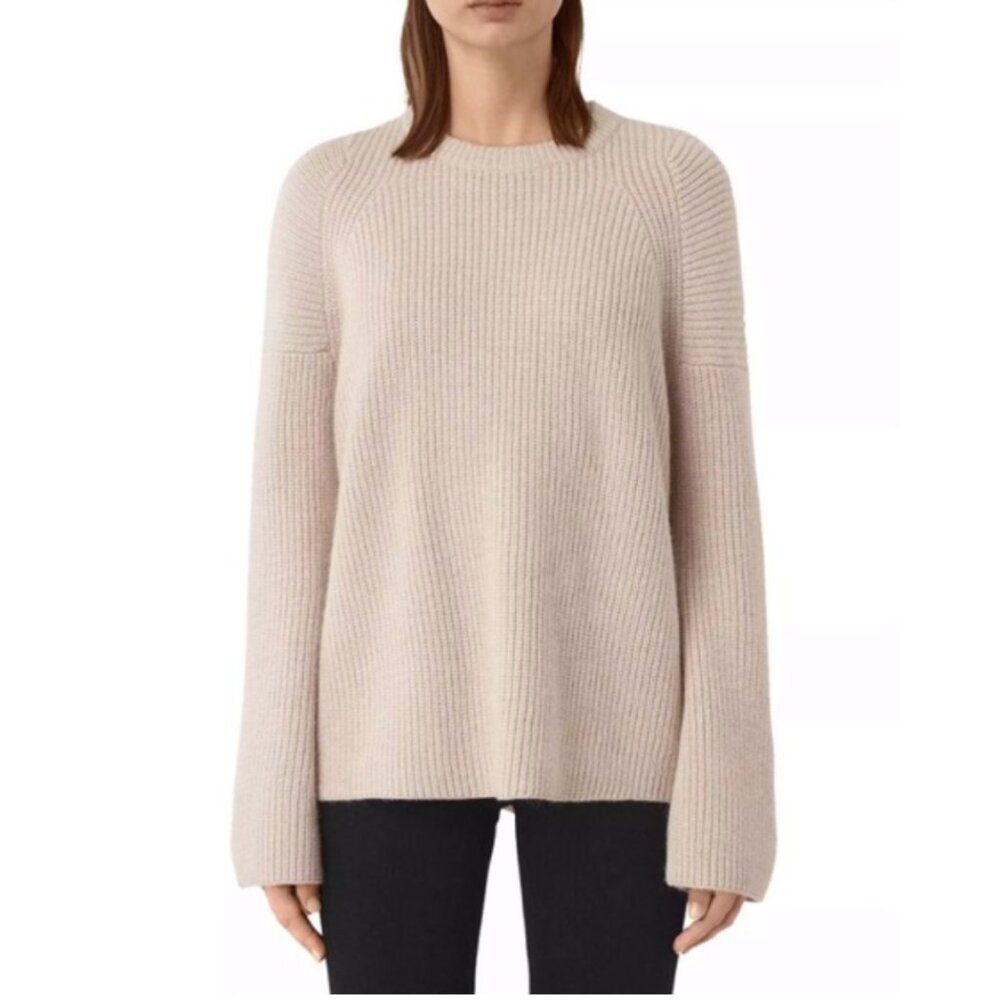 Allsaints S Jago Crew Neck Jumper Pullover Crewneck Sweater Cream Wool Alpaca